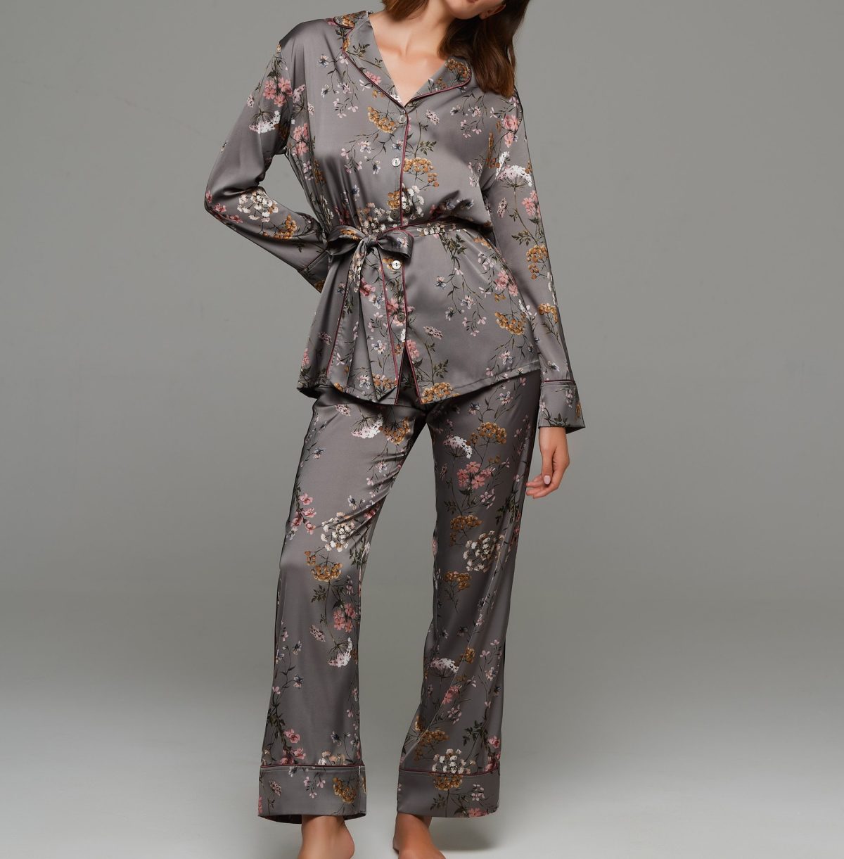 Satin Floral Pajamas Set (3179)