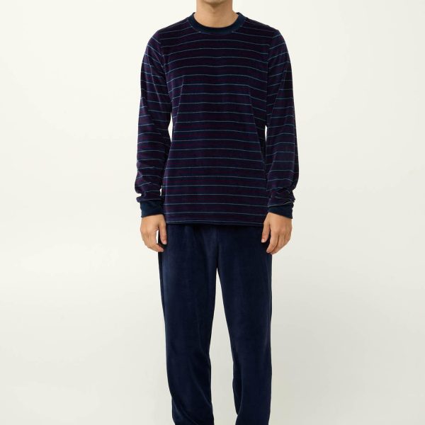 Vamp Ανδρική Velvet Πυτζάμα με Μανσέτες