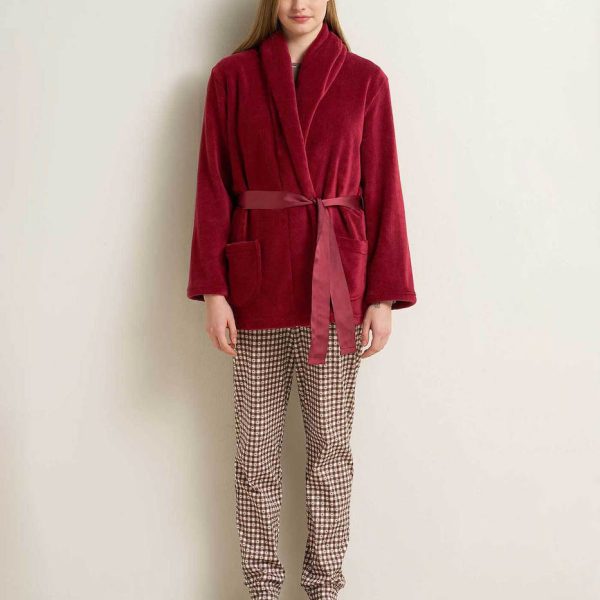 Vamp Γυναικείο Fleece Ρομπάκι με Ζώνη
