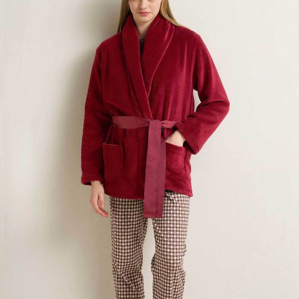 Vamp Γυναικείο Fleece Ρομπάκι με Ζώνη