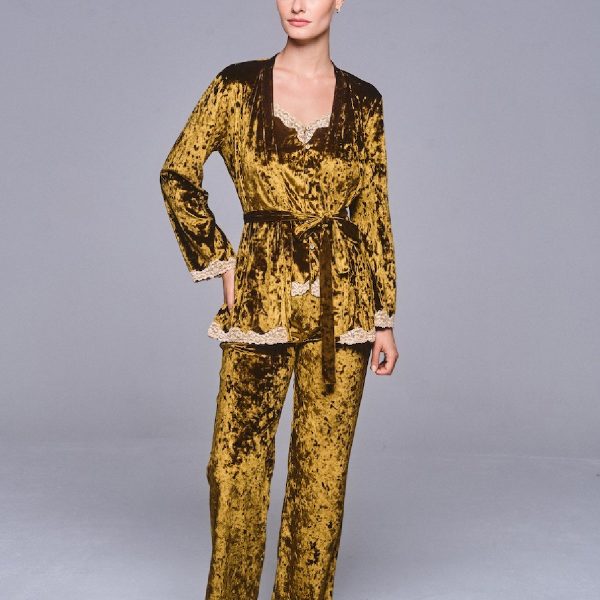 Lida Velvet Olive Homewear 3 Τεμαχίων