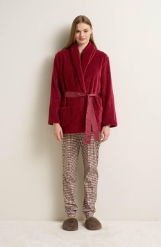 Vamp Γυναικείο Fleece Ρομπάκι με Ζώνη
